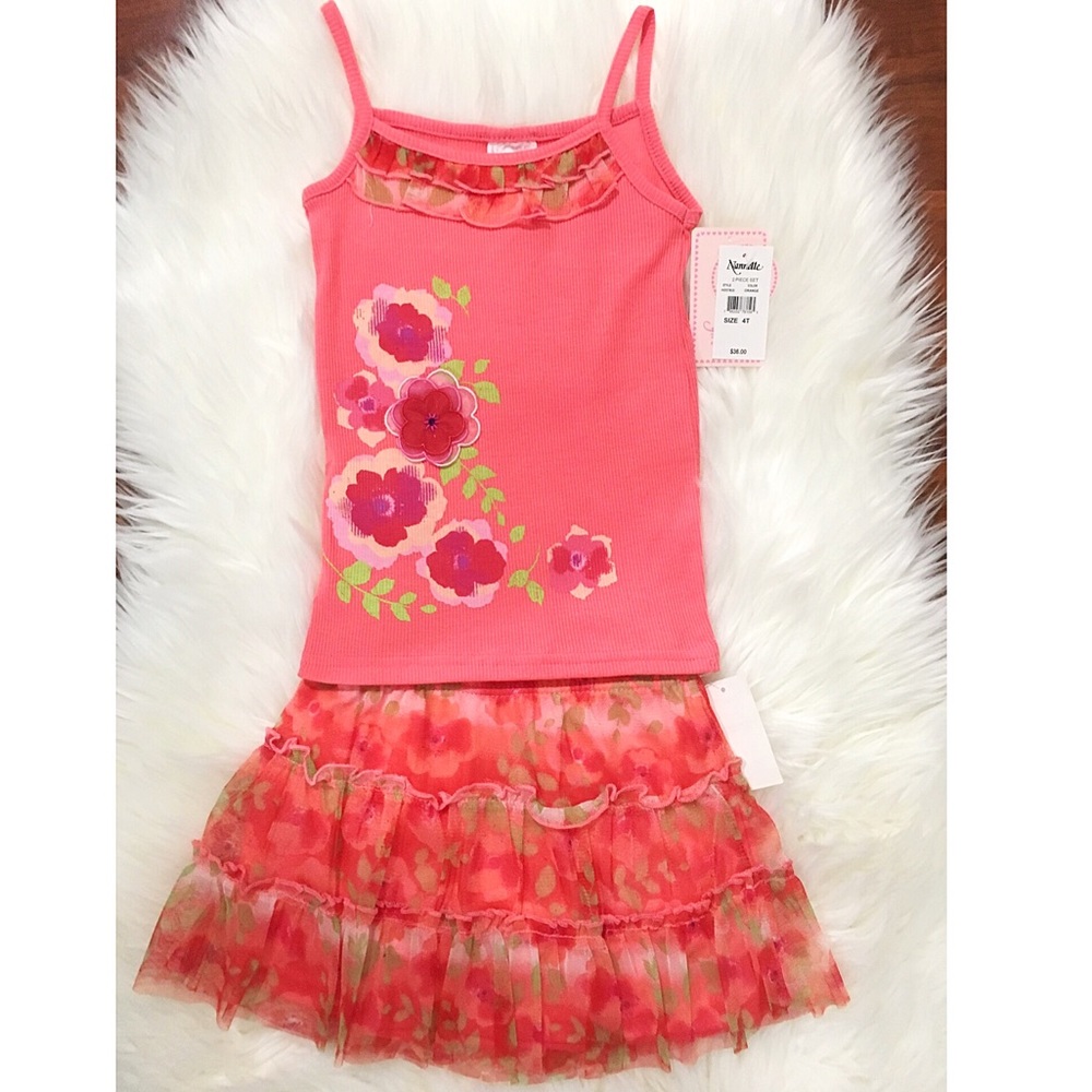 NANNETTE Orange Tank Top & Skirt 2 pc Set Girls 4T